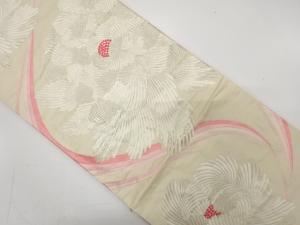 アンティーク　流水に牡丹模様織り出し袋帯（材料）